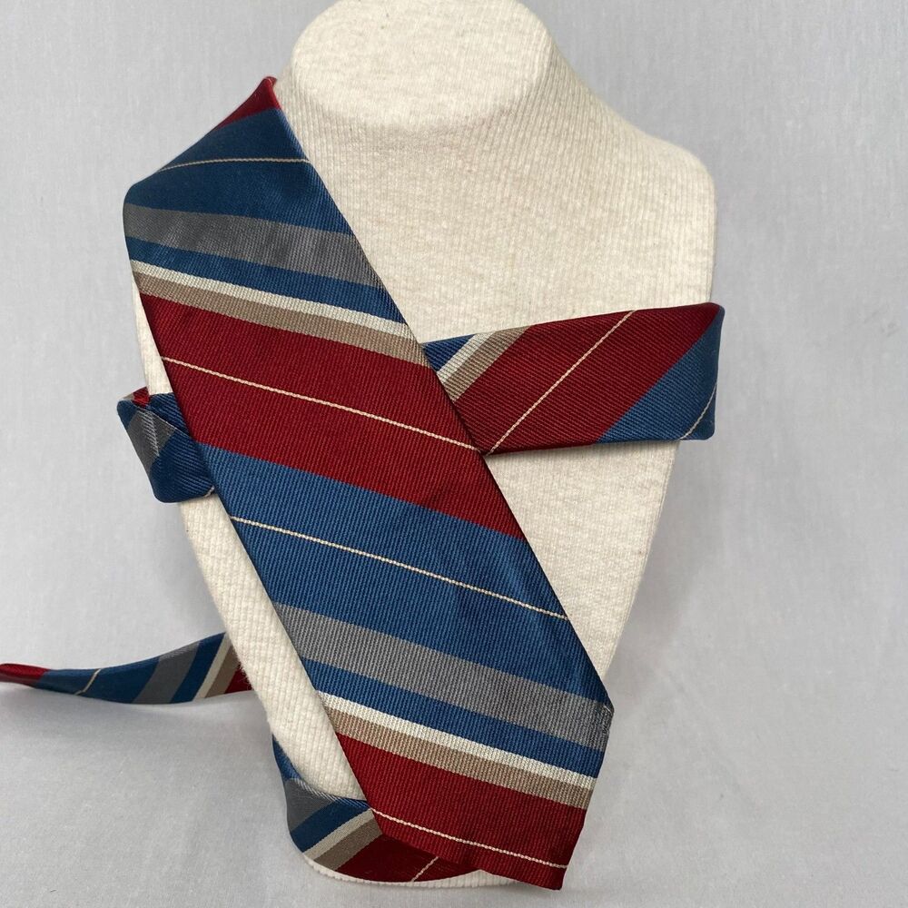 💎Vintage USA Englund's Apparel Mens Neck Tie Silk Multicolor Repp Stripes
